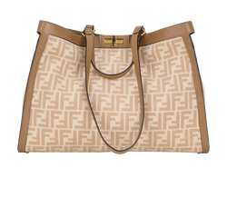 Peekaboo X-Tote, Wool/Leather, Brown/Beige, AHJS, DB, 3*